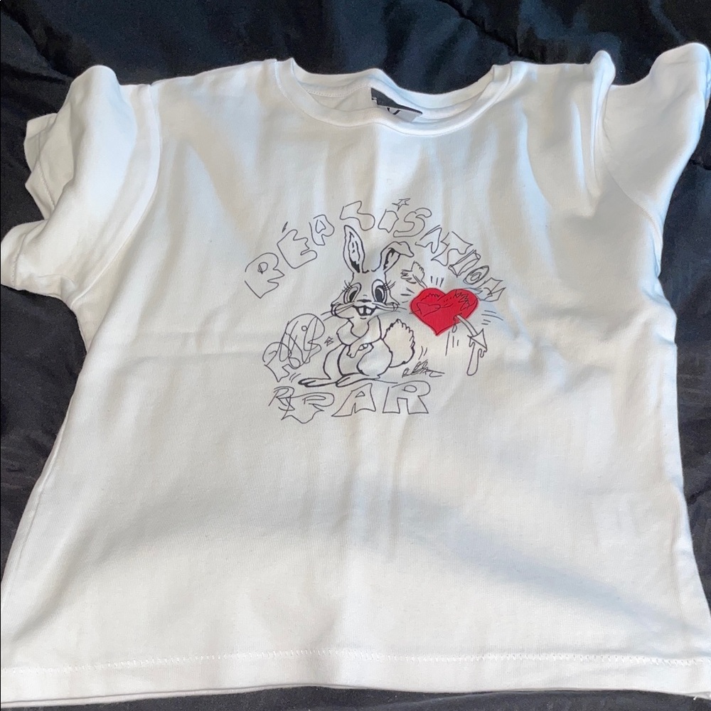 Realisation Par White Crop Top with Red Graphic